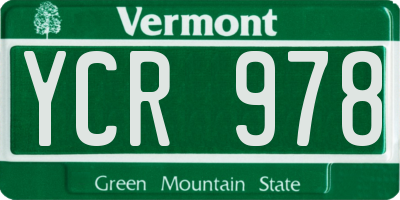VT license plate YCR978