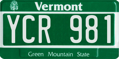 VT license plate YCR981