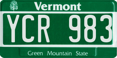 VT license plate YCR983