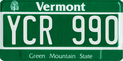 VT license plate YCR990