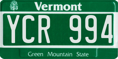 VT license plate YCR994