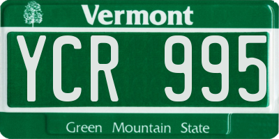 VT license plate YCR995