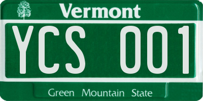 VT license plate YCS001