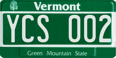VT license plate YCS002