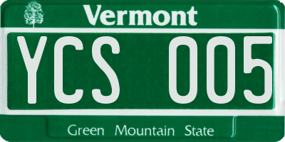 VT license plate YCS005