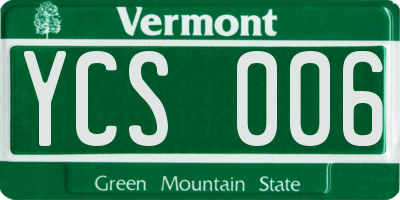 VT license plate YCS006