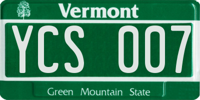 VT license plate YCS007