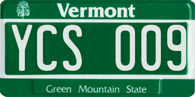 VT license plate YCS009