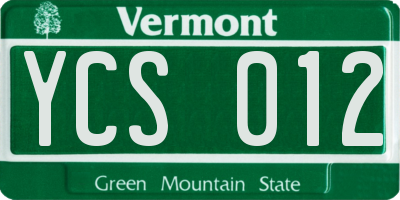 VT license plate YCS012