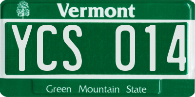 VT license plate YCS014
