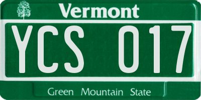 VT license plate YCS017
