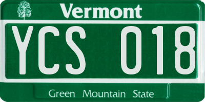 VT license plate YCS018