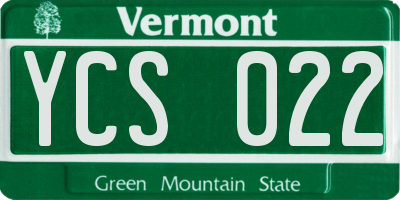 VT license plate YCS022