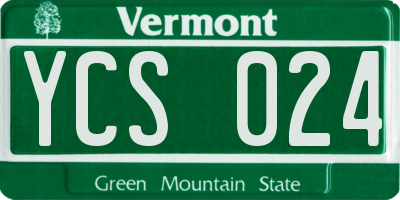 VT license plate YCS024
