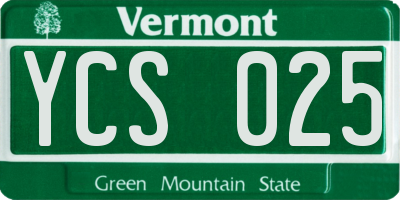 VT license plate YCS025