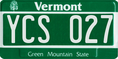VT license plate YCS027