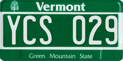 VT license plate YCS029