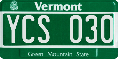 VT license plate YCS030