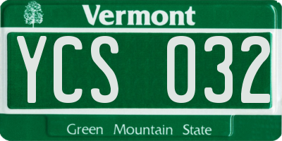 VT license plate YCS032