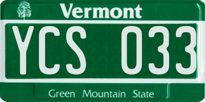 VT license plate YCS033