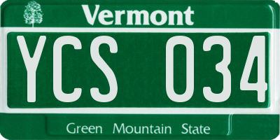 VT license plate YCS034