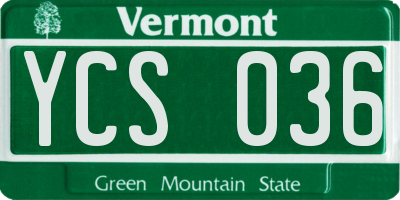 VT license plate YCS036