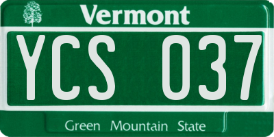 VT license plate YCS037