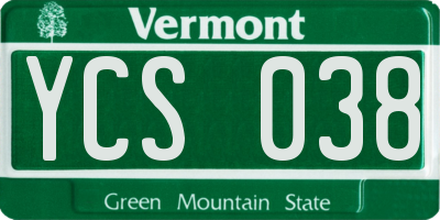 VT license plate YCS038