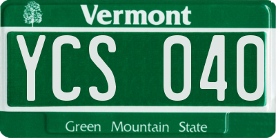 VT license plate YCS040