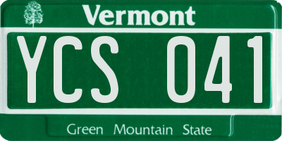 VT license plate YCS041