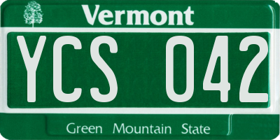 VT license plate YCS042