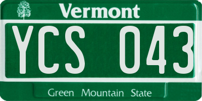 VT license plate YCS043