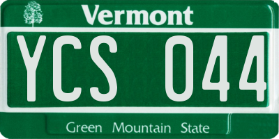 VT license plate YCS044