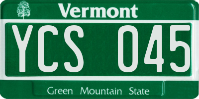 VT license plate YCS045