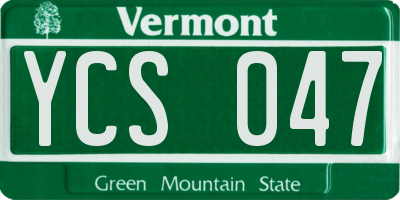 VT license plate YCS047