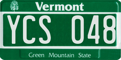 VT license plate YCS048