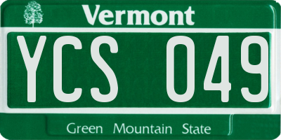 VT license plate YCS049