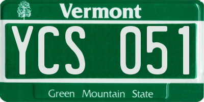 VT license plate YCS051
