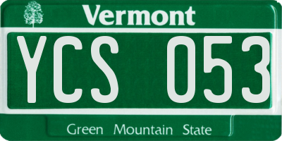 VT license plate YCS053