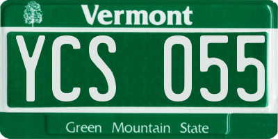 VT license plate YCS055