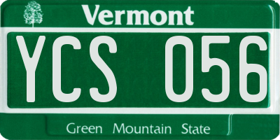 VT license plate YCS056