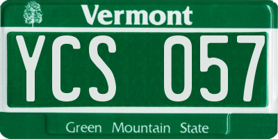 VT license plate YCS057
