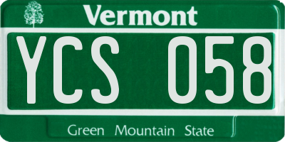 VT license plate YCS058