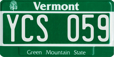 VT license plate YCS059