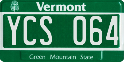 VT license plate YCS064