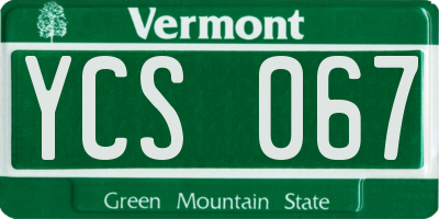 VT license plate YCS067