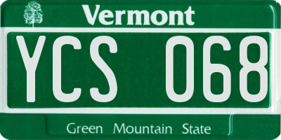 VT license plate YCS068