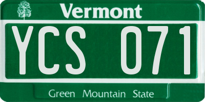 VT license plate YCS071