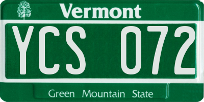 VT license plate YCS072