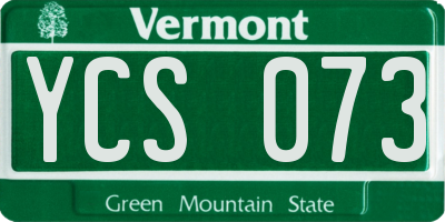 VT license plate YCS073